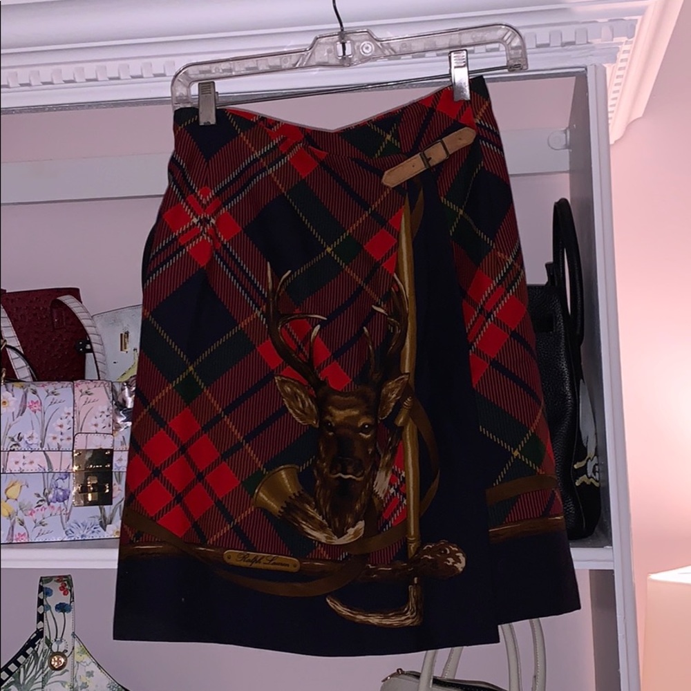 Ralph Lerann wool skirt with deer detail